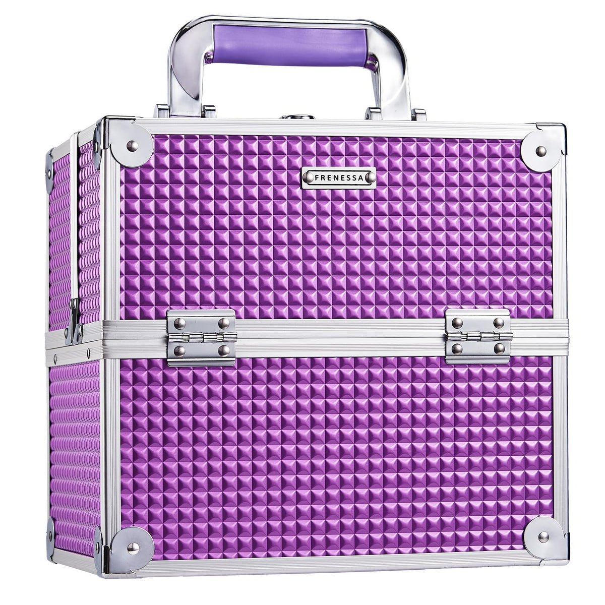 Frenessa Makeup Case Makeup Box Cosmetic Organizer Case Portable Make Up Artist Travel Case Storage Box 4 Trays with Dividers Lockable Hard Train Case Nail Tech Supply Storage Mermaid Pink