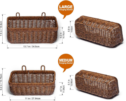 Wicker Wall Baskets Set of 2, Decorative Hanging Organizer for Kitchen, Living Room, Garage, Bathroom, Door Storage and Organizing