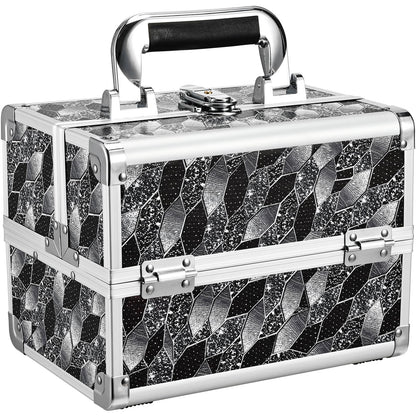 Joligrace Makeup Case Organizer Makeup Box Cosmetic Train Case with Mirror