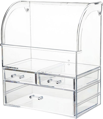 Clear Large Acrylic Makeup Organizer With Lid Cosmetic Storage Drawers Portable Makeup Organizers Dustproof And Waterproof Box For Women