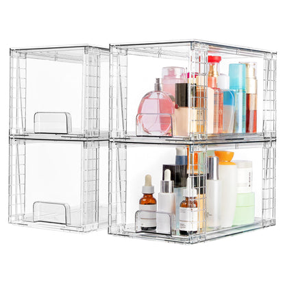 Vtopmart 4 Pack Large Stackable Storage Drawers, Clear