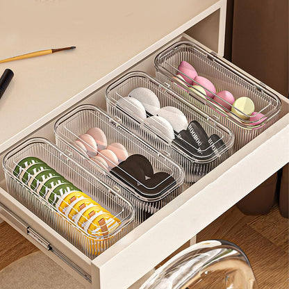 JessLab Makeup Brush Holder Organizer, Clear Makeup Sponges Organizer, Cosmetic Storage Case with Lid Display Case for Vanity, 1 Compartment (1 Pack)