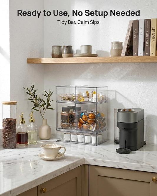 Vtopmart Clear Stackable Storage Drawers Set of 5, Plastic Organizer Bins