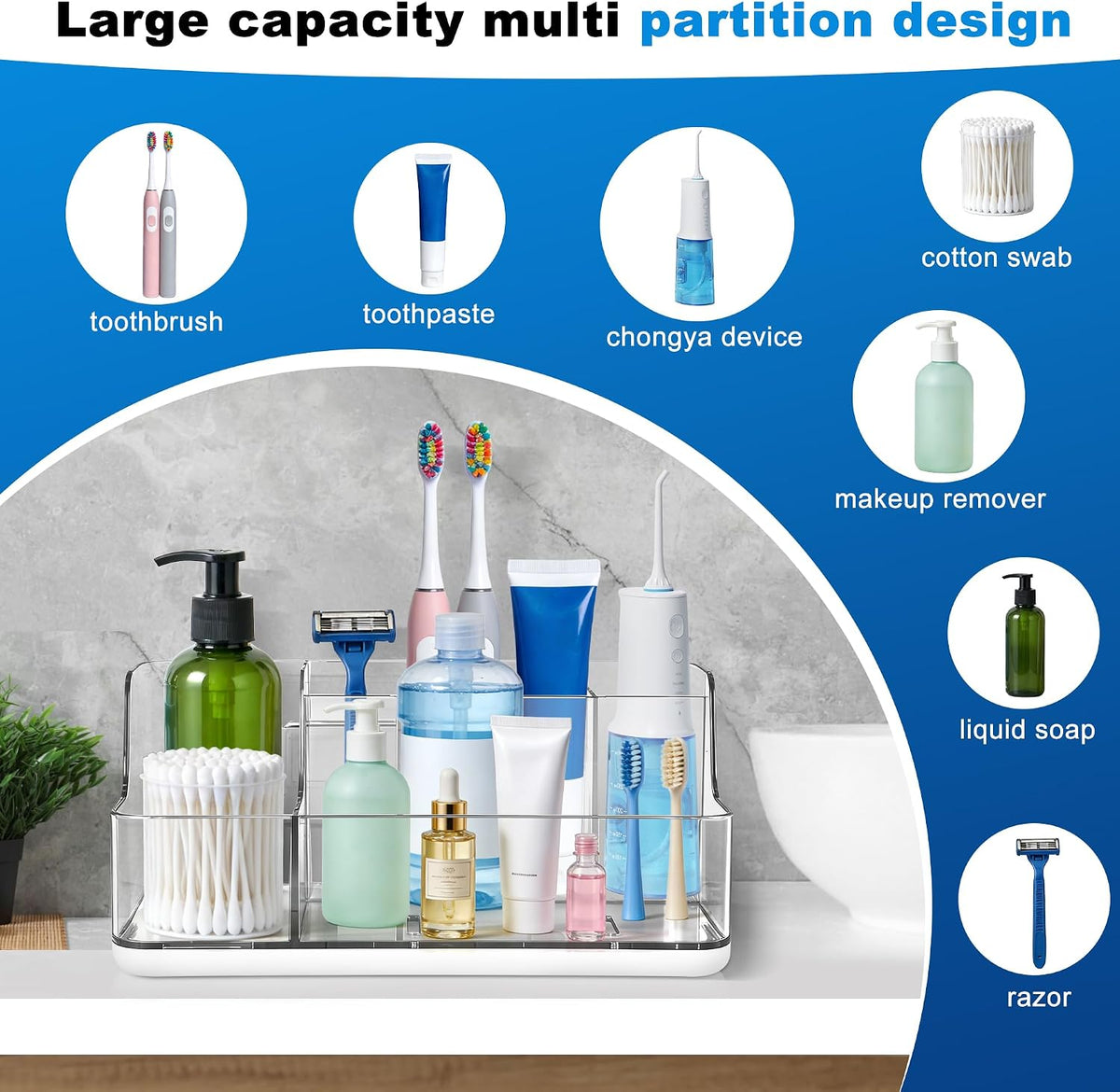 White Cosmetic Storage Box Dressing Table & Bathroom Counter Storage Lipstick & Brush Beauty Organizer Dressing Table Skincare Organizer Suitable for Bathroom, Living Room, and Kitchen Storage