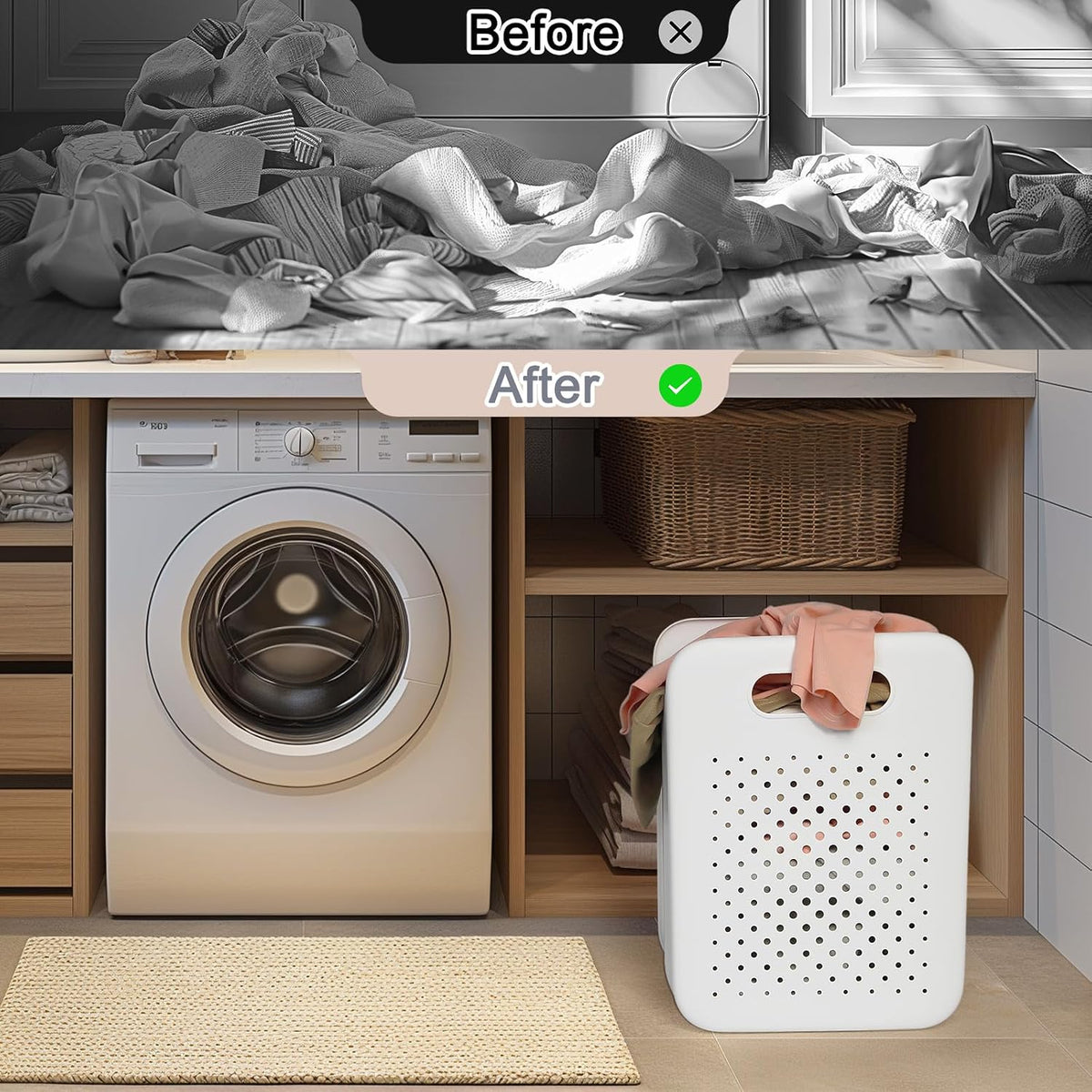 Goderewild Collapsible Laundry Basket, Wall Mounted Foldable Hamper