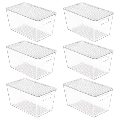 Vtopmart 6 Pack Clear Stackable Storage Bins with Lids and Handles, Large