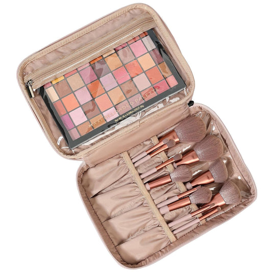 NISHEL Large Makeup Bag Organizer, Double Layer Cosmetic Travel Case