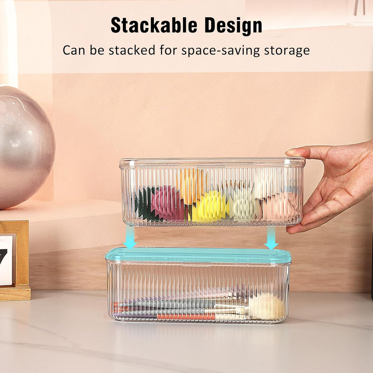 JessLab Makeup Brush Holder Organizer, Clear Makeup Sponges Organizer, Cosmetic Storage Case with Lid Display Case for Vanity, 1 Compartment (1 Pack)