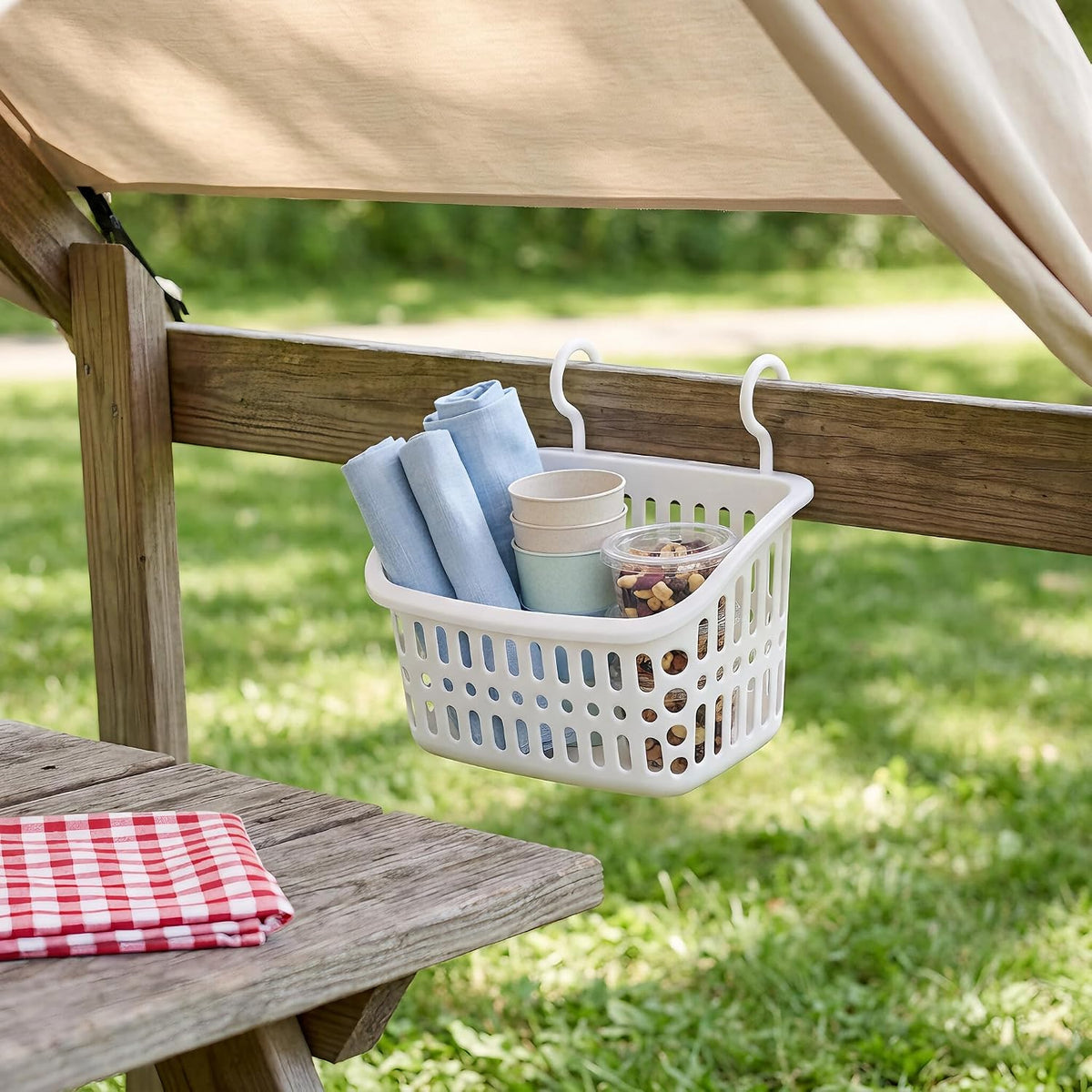Hanging Plastic Storage Basket with Drainage Holes, 5.3x8.5x6.7x3.5in