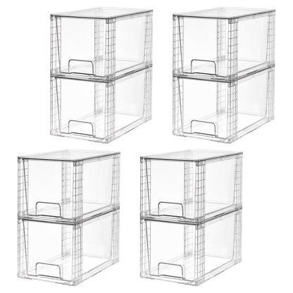 Vtopmart 4 Pack Large Stackable Storage Drawers, Clear