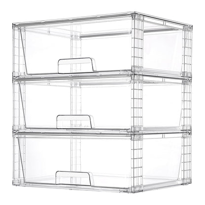 Vtopmart 4 Pack Large Stackable Storage Drawers, Clear