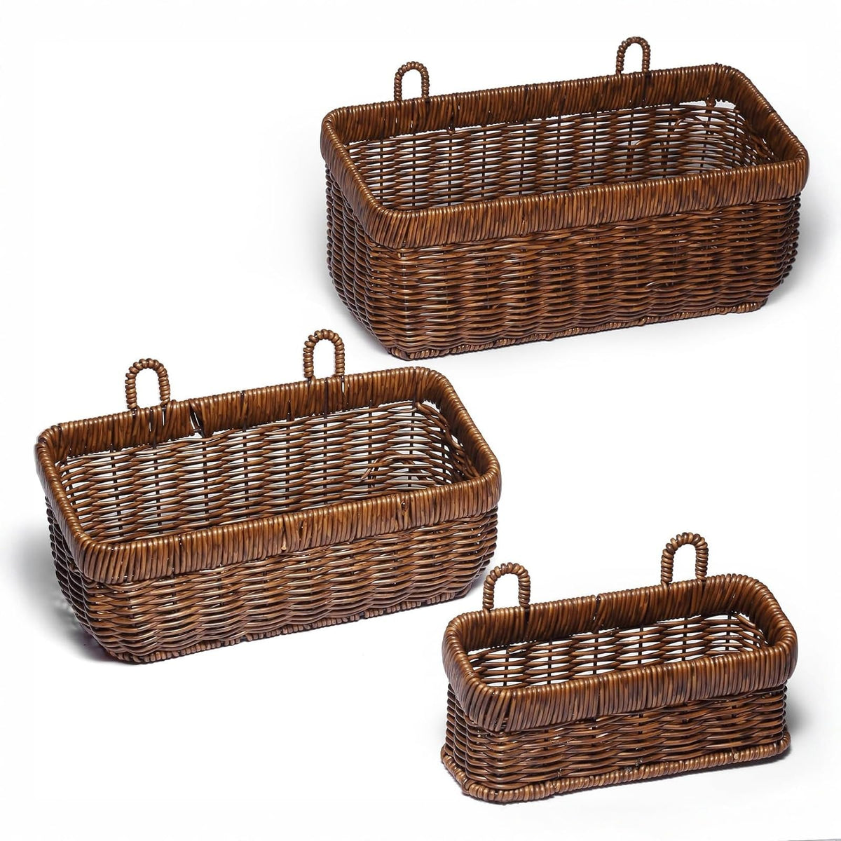 Wicker Wall Baskets Set of 2, Decorative Hanging Organizer for Kitchen, Living Room, Garage, Bathroom, Door Storage and Organizing