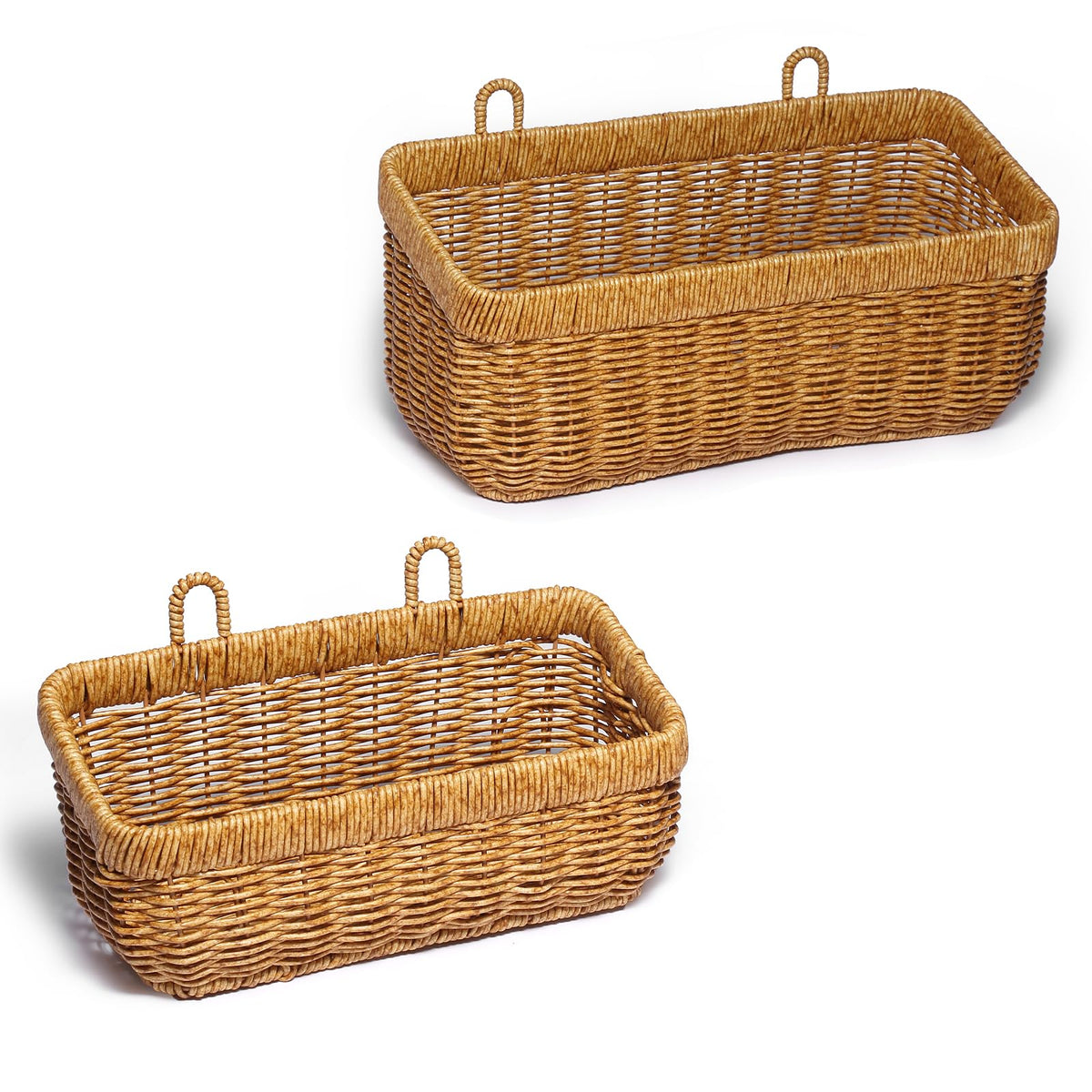 Wicker Wall Baskets Set of 2, Decorative Hanging Organizer for Kitchen, Living Room, Garage, Bathroom, Door Storage and Organizing