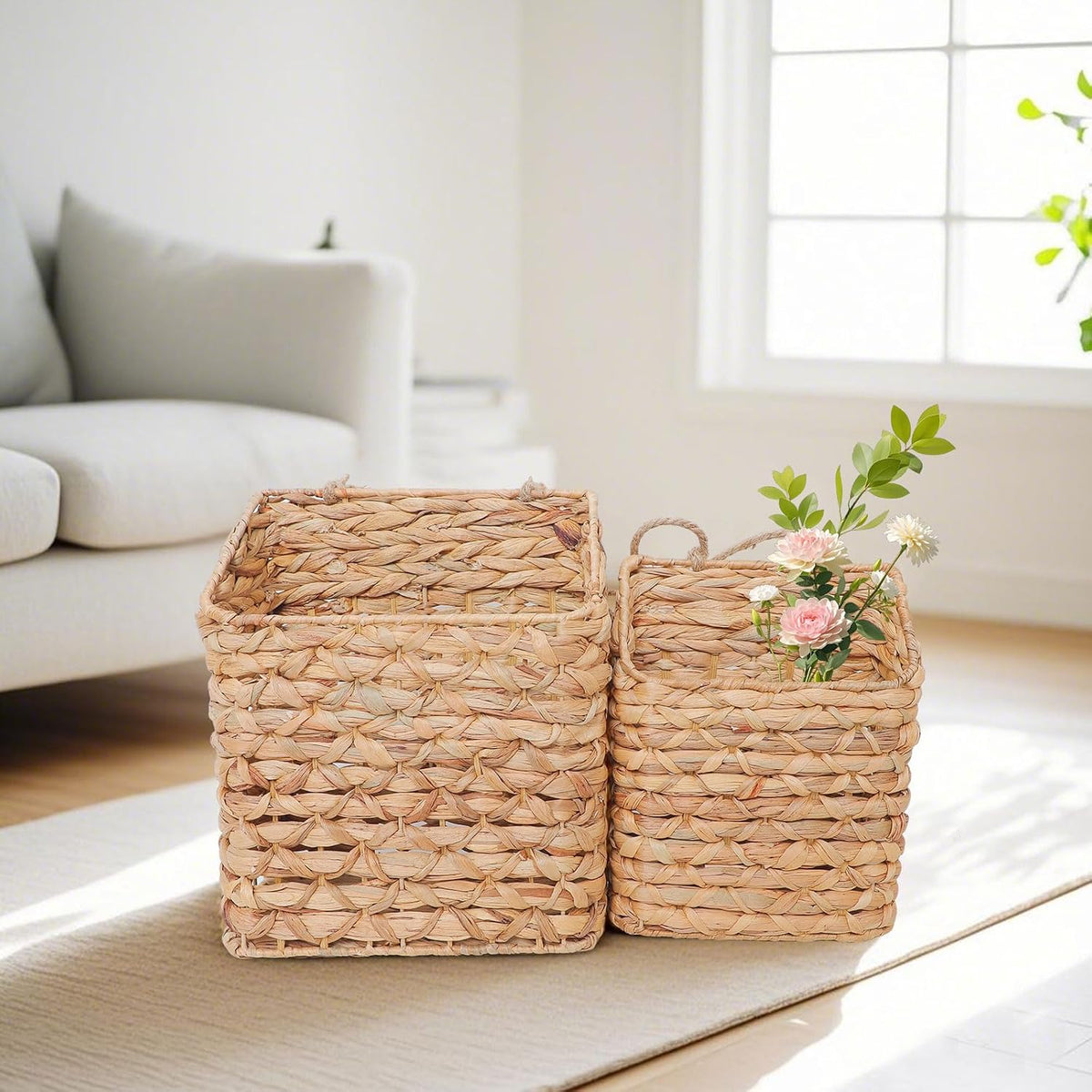 2-Tier Hanging Wall Basket, Water Hyacinth Over Door Storage