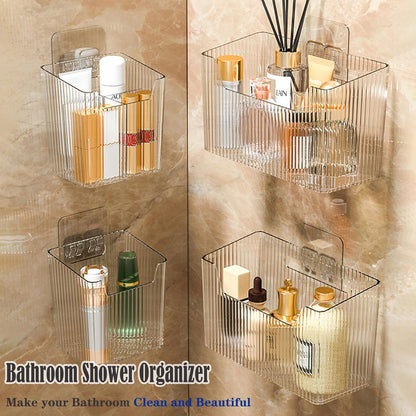 Lae Nuvole Adhesive Cabinet Door Organizer, 2 Pack Wall Shower Caddy, Clear