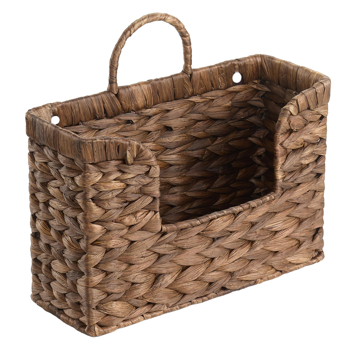Water Hyacinth Hanging Basket with Handle, Wall Baskets Storage, Wall Mounted Organizer, Magazine holder magazine basket，Farmhouse Baskets for Flowers/Magazine/Fruit Storage