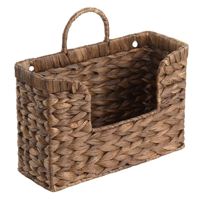 Water Hyacinth Hanging Basket with Handle, Wall Baskets Storage, Wall Mounted Organizer, Magazine holder magazine basket，Farmhouse Baskets for Flowers/Magazine/Fruit Storage