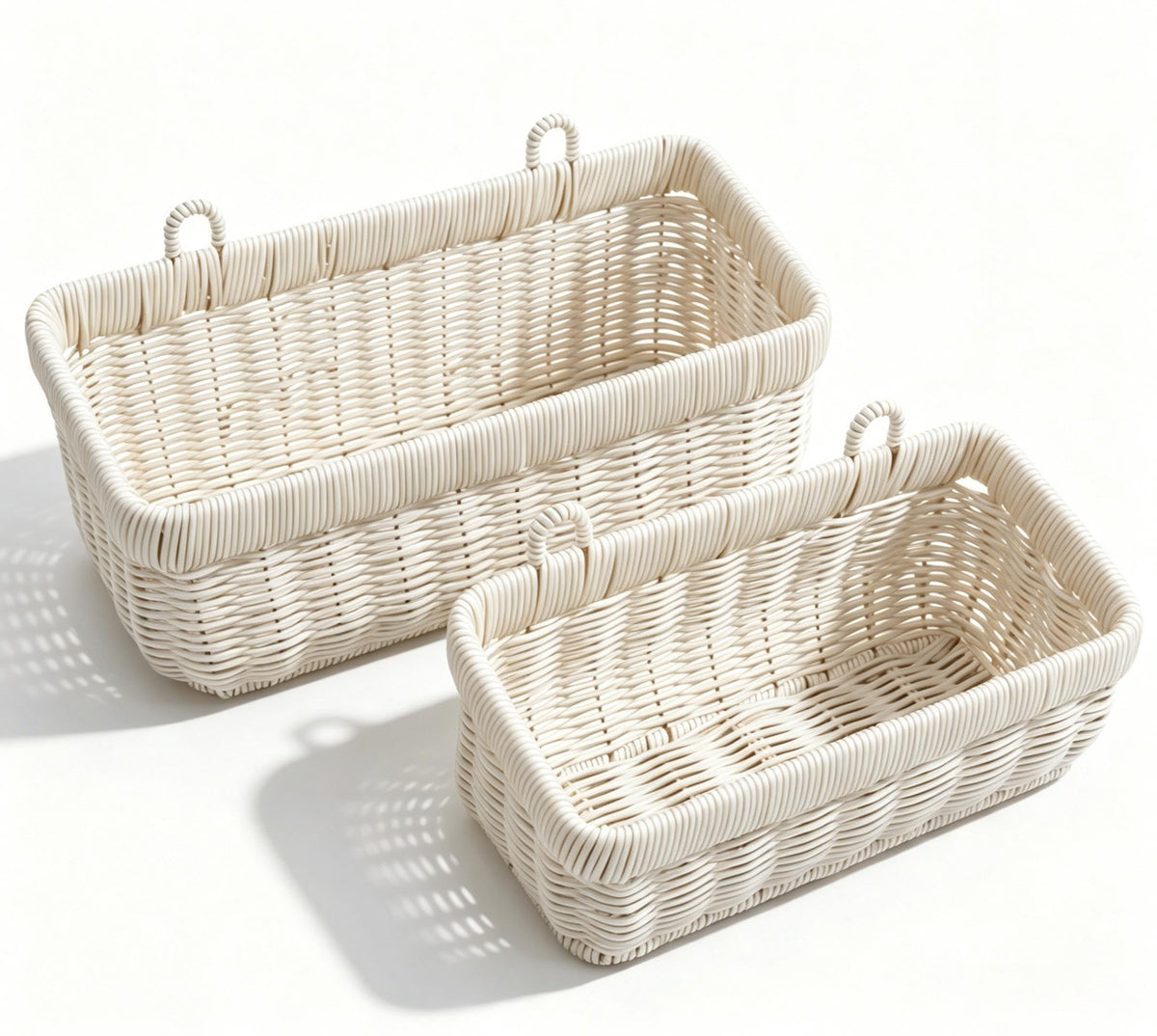 Wicker Wall Baskets Set of 2, Decorative Hanging Organizer for Kitchen, Living Room, Garage, Bathroom, Door Storage and Organizing