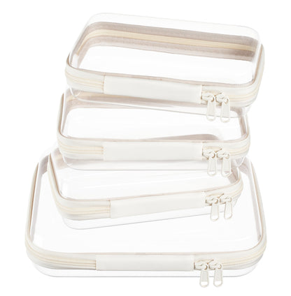 4 pcs Clear Zipper Pouches,Hard Shell Zipper Case