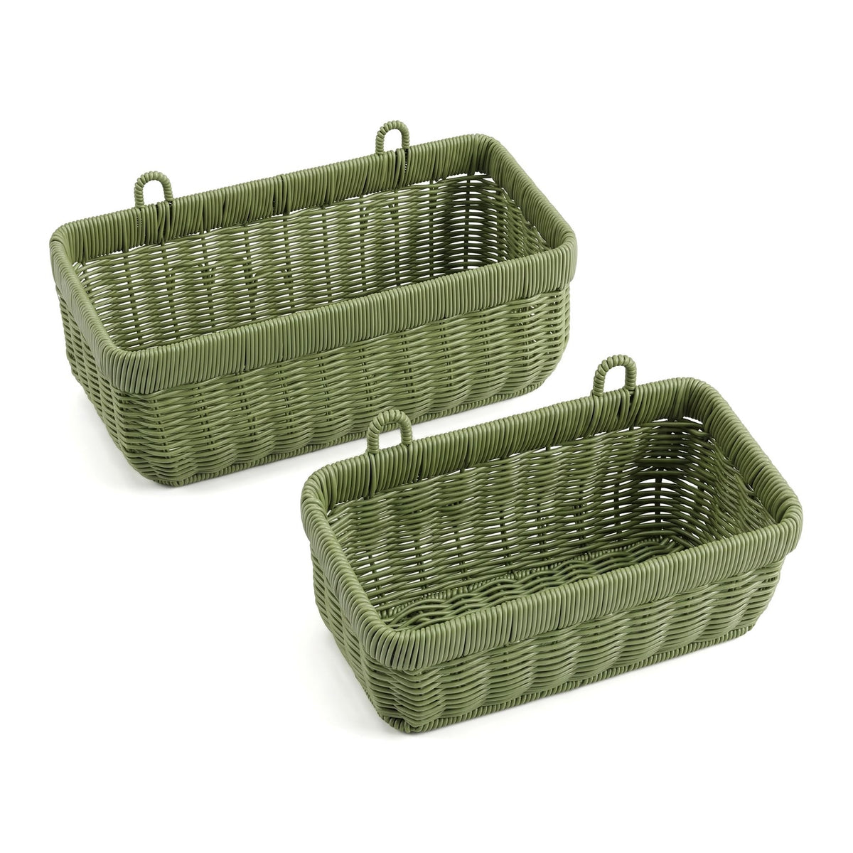 Wicker Wall Baskets Set of 2, Decorative Hanging Organizer for Kitchen, Living Room, Garage, Bathroom, Door Storage and Organizing