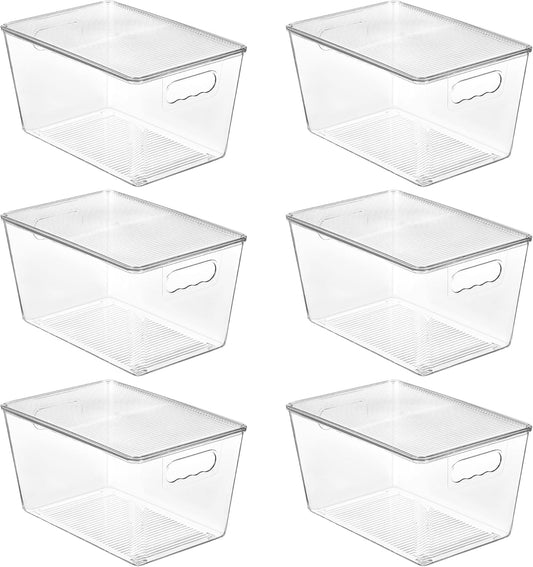 Vtopmart 6 Pack Clear Stackable Storage Bins with Lids and Handles, Large