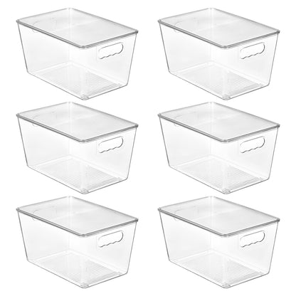 Vtopmart 6 Pack Clear Stackable Storage Bins with Lids and Handles, Large