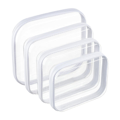 4 pcs Clear Zipper Pouches,Hard Shell Zipper Case