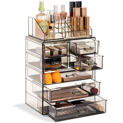 Sorbus Makeup Organizer, 7-Drawer Acrylic 2-Piece Set (Clear)