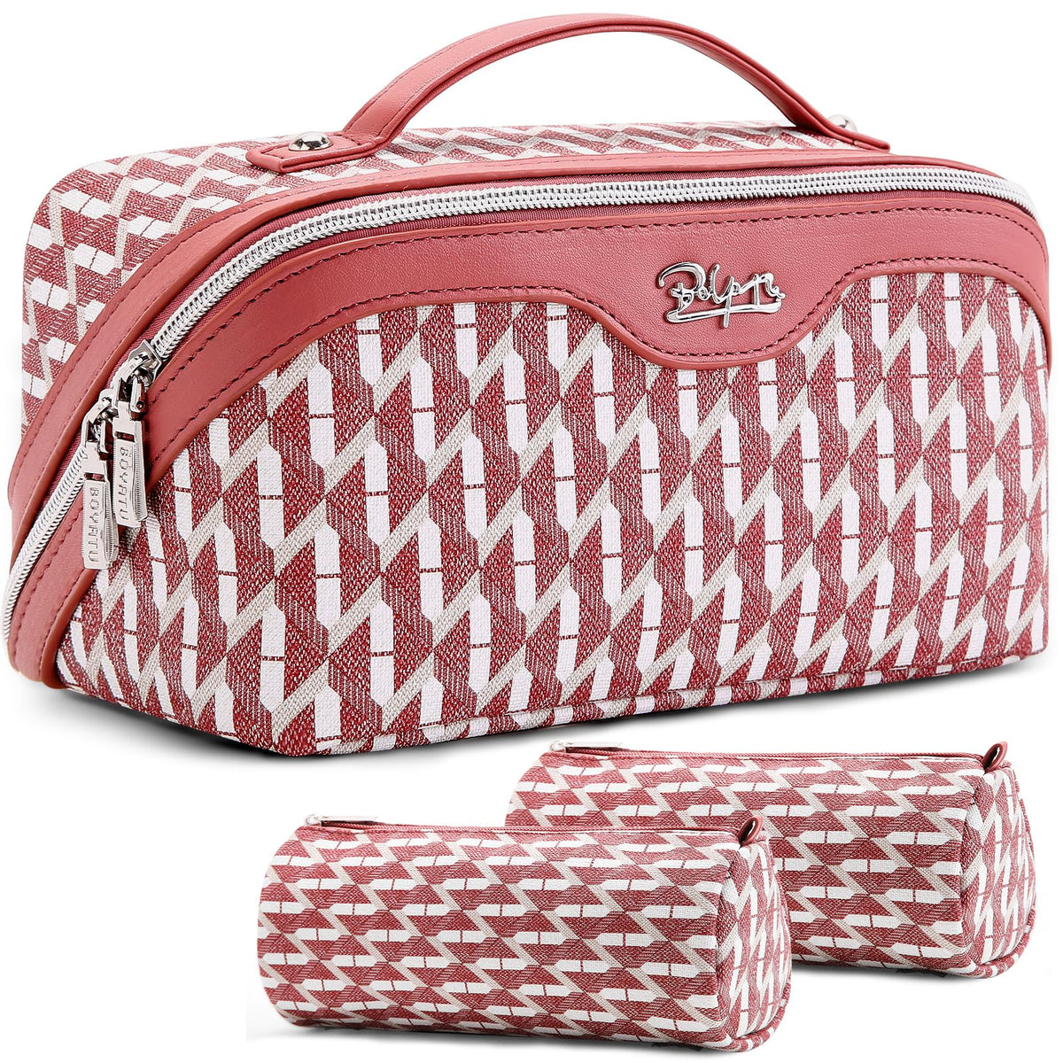 BOYATU Travel Makeup Bag Organizer: 3 Pcs Large Cosmetic Bags Set for Women