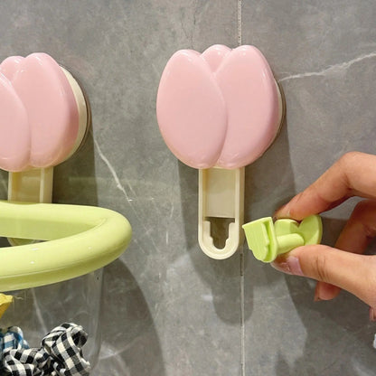 Tulip suction cup storage basket for household wall mounted bathroom toiletries storage basket